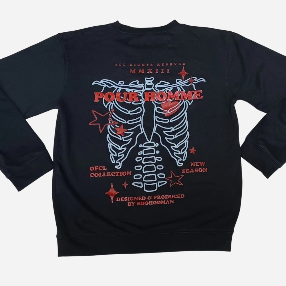 BoohooMAN Skeleton Graphic Crewneck Sweater
